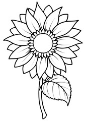 Minimalist Sunflower Line Art Design, Sunflower Line Art Drawing, Hand-Drawn Sunflower Outline, Sunflower Vector Art, Beautiful Sunflower Line Art
