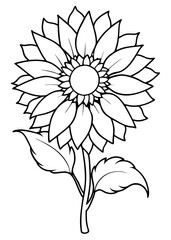 Minimalist Sunflower Line Art Design, Sunflower Line Art Drawing, Hand-Drawn Sunflower Outline, Sunflower Vector Art, Beautiful Sunflower Line Art