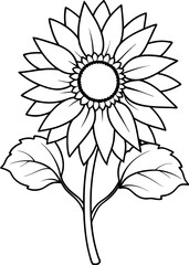 Minimalist Sunflower Line Art Design, Sunflower Line Art Drawing, Hand-Drawn Sunflower Outline, Sunflower Vector Art, Beautiful Sunflower Line Art