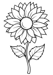 Minimalist Sunflower Line Art Design, Sunflower Line Art Drawing, Hand-Drawn Sunflower Outline, Sunflower Vector Art, Beautiful Sunflower Line Art