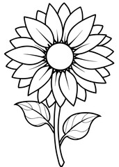 Minimalist Sunflower Line Art Design, Sunflower Line Art Drawing, Hand-Drawn Sunflower Outline, Sunflower Vector Art, Beautiful Sunflower Line Art