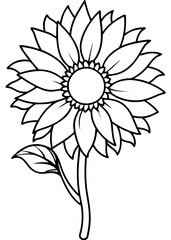 Minimalist Sunflower Line Art Design, Sunflower Line Art Drawing, Hand-Drawn Sunflower Outline, Sunflower Vector Art, Beautiful Sunflower Line Art