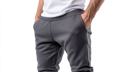 Comfortable charcoal gray joggers with elastic waistband and tapered cuffs suitable for casual wear and athletic activities