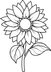 Minimalist Sunflower Line Art Design, Sunflower Line Art Drawing, Hand-Drawn Sunflower Outline, Sunflower Vector Art, Beautiful Sunflower Line Art