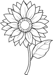 Minimalist Sunflower Line Art Design, Sunflower Line Art Drawing, Hand-Drawn Sunflower Outline, Sunflower Vector Art, Beautiful Sunflower Line Art