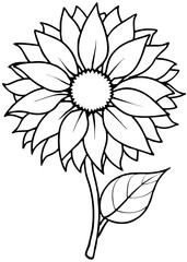 Minimalist Sunflower Line Art Design, Sunflower Line Art Drawing, Hand-Drawn Sunflower Outline, Sunflower Vector Art, Beautiful Sunflower Line Art