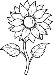 Minimalist Sunflower Line Art Design, Sunflower Line Art Drawing, Hand-Drawn Sunflower Outline, Sunflower Vector Art, Beautiful Sunflower Line Art