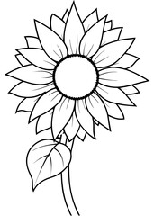 Minimalist Sunflower Line Art Design, Sunflower Line Art Drawing, Hand-Drawn Sunflower Outline, Sunflower Vector Art, Beautiful Sunflower Line Art