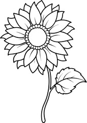 Minimalist Sunflower Line Art Design, Sunflower Line Art Drawing, Hand-Drawn Sunflower Outline, Sunflower Vector Art, Beautiful Sunflower Line Art