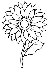Minimalist Sunflower Line Art Design, Sunflower Line Art Drawing, Hand-Drawn Sunflower Outline, Sunflower Vector Art, Beautiful Sunflower Line Art