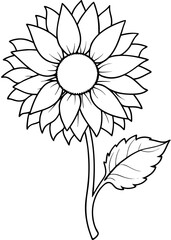 Minimalist Sunflower Line Art Design, Sunflower Line Art Drawing, Hand-Drawn Sunflower Outline, Sunflower Vector Art, Beautiful Sunflower Line Art