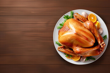 A Traditional Thanksgiving Dinner with Turkey and Sides