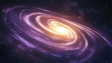 Fototapeta premium Mesmerizing galactic swirl with radiant golden core surrounded by cosmic hues and distant stars in deep space