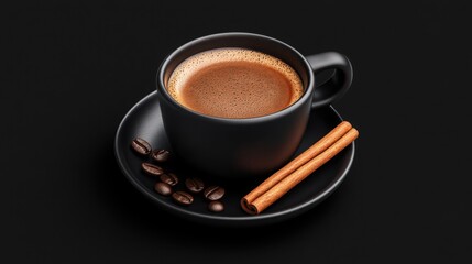 Fototapeta premium a dark roast coffee served in a small black cup