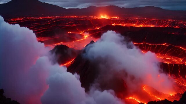 Lava Flowing Down a Volcano
