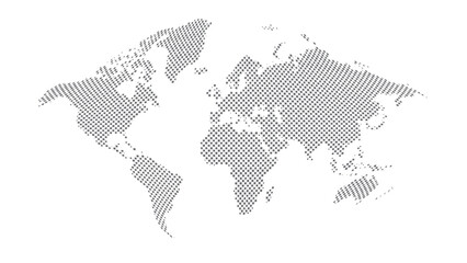 Obraz premium World map halftone. Made for world news and articles. Grey circles on white background.