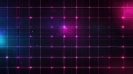 High-tech futuristic grid illuminated with neon blue and purple hues creating a sleek digital aesthetic