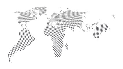 Fototapeta premium World map halftone. Made for world news and articles. Grey circles on white background.