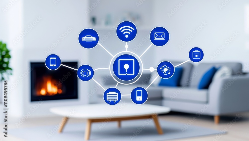 Poster the internet of things concept involves ai managing a range of connected devices and appliances in s