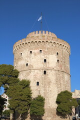 The White Tower of Thessaloniki Against a Clear Blue Sky