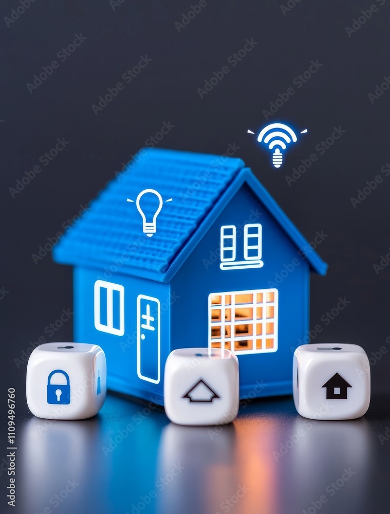 Poster the concept of smart home technology. a digital home design in neon style, featuring iot application