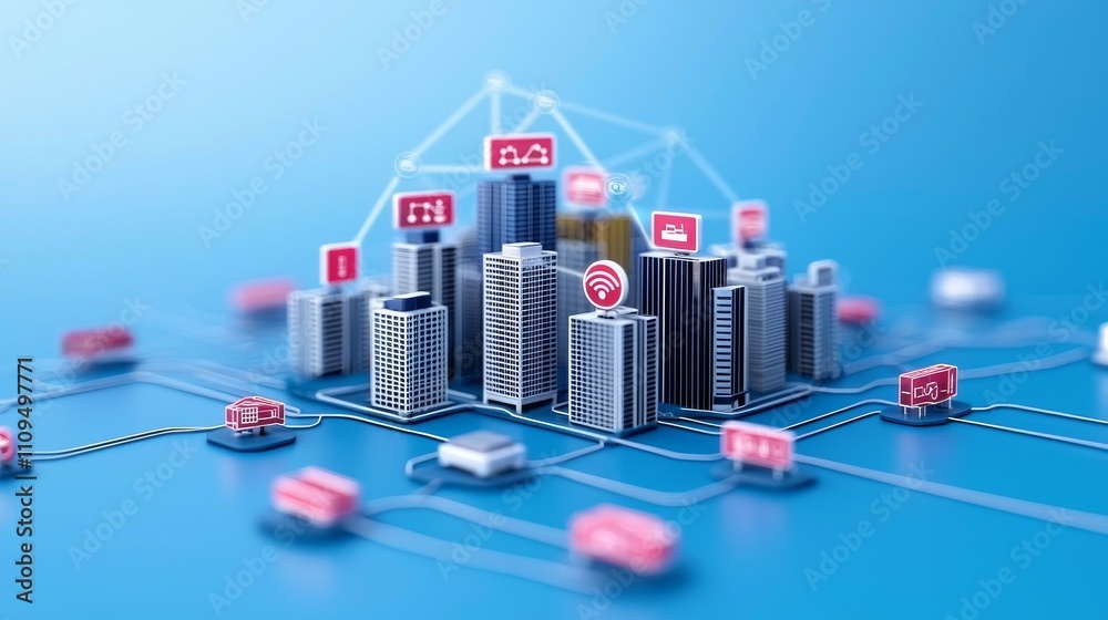 Poster advanced security and monitoring systems that oversee the city's status and ensure swift action.