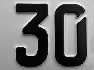 Nummer Zahl Ziffer 30 für Geburtstag oder Jubiläum