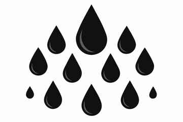 Rain Droplets vector silhouette black design white background