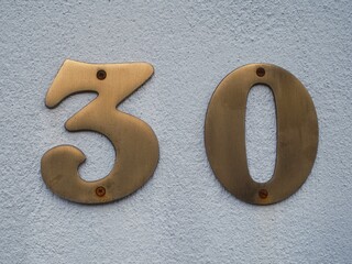 Nummer Zahl Ziffer 30 für Geburtstag oder Jubiläum