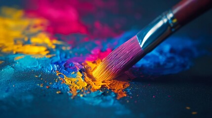 Fototapeta premium Vibrant Brush Stroke Fusion, an artistic composition of vivid colors and dynamic strokes that evokes energy and creativity, perfect for artistic and modern design projects