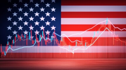 Fototapeta premium US Stock Market Candlestick Chart Analysis Financial Trends Business Insights Digital Display Macro Perspective Economic Forecasting