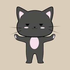 Cute Happy Cat In Clip Art Style, Tshirt