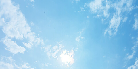 sunny sky blue light watercolor background. Aquarelle painting brush effect card paper textured canvas cloudy smoke space for text, entertaining card, template. aquamarine color graphics illustration