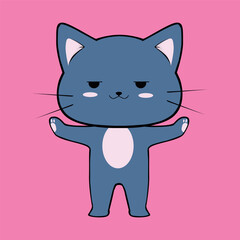 Cute Happy Cat In Clip Art Style, Tshirt