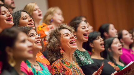 Choir singing with passion and joy during rehearsal