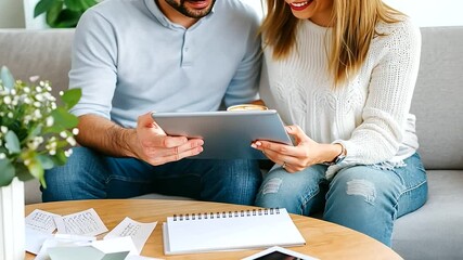 Couple Planning Wedding Inspiration with Photo Album and Coffee