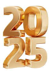 2025 sign. 3d render illustration. 2025 numbers. Happy New Year.