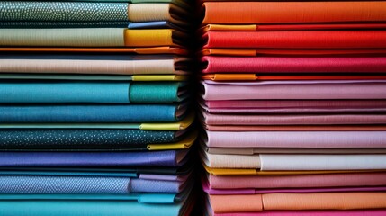 Colorful stacks of papers, books, or folders, showing vibrant hues and textures.