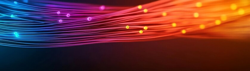 Fiber optic upgrade Process. Vibrant abstract pattern of colorful light trails representing energy and innovation.