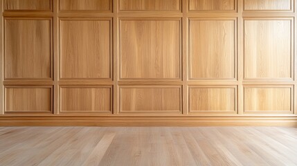 Fototapeta premium A large room with wooden walls and a hardwood floor