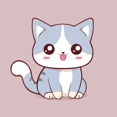 Cute cat cartoon style sticker, white background
