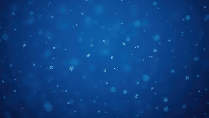 Obraz premium A soft blue background with a gentle snowfall of delicate snowflakes, creating a serene and peaceful winter atmosphere.