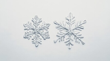 A Pair of Minimalist Snowflakes Delicately Drawn on a Surface

