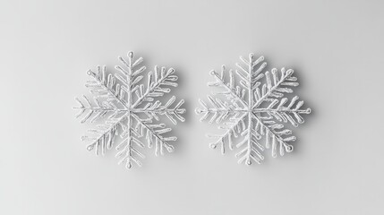 A Pair of Minimalist Snowflakes Delicately Drawn on a Surface

