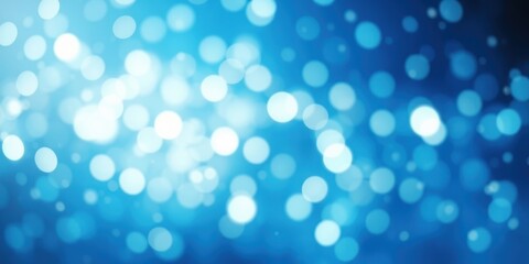 Abstract Blue Bokeh Background with White and Light Blue Circles of Various Sizes