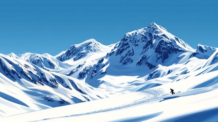 Obraz premium A Snowy Mountain Peak with a Dramatic Sky and Cinematic Lighting
