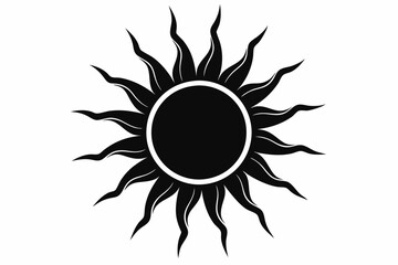 Sun vector silhouette black design white background