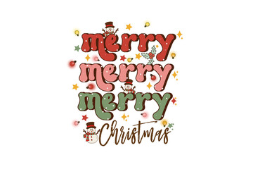 Merry Christmas, Retro Christmas Sublimation T Shirt Design