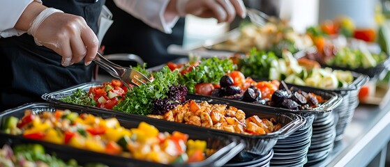 A catering service with healthy food options and room for text describing the menu.