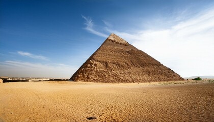 An isolated Egyptian pyramid set in the desert, showcasing its monumental structure against a transparent background for a clean, impactful design